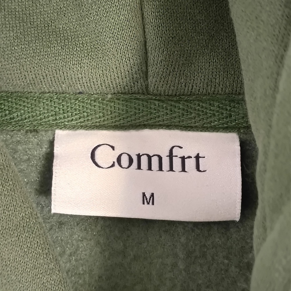 Comfrt Hoodie Mens Medium Olive Green Fleece Pullover Sweatshirt Good Days Ahead - Picture 8 of 13